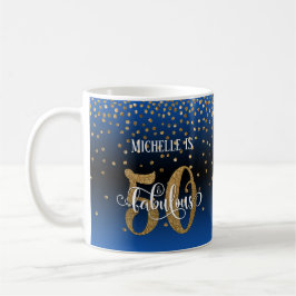 Glitter & Script 50 & Fantastisk, Blå Svart Ombre Kaffemugg
