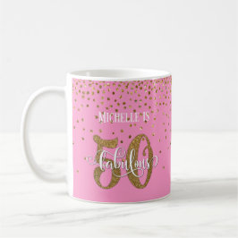 Glitter & Script 50 & Fantastisk över Rosa Kaffemugg