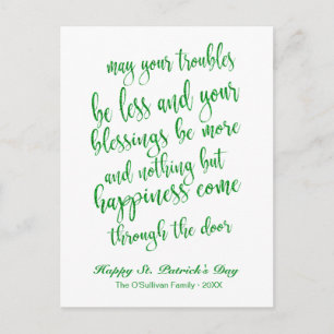 Glitter Script Irländskt välsignelse St. Patrick's Vykort