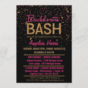 Glitter Se konfetti Bachelorette Party Shower Inbjudningar