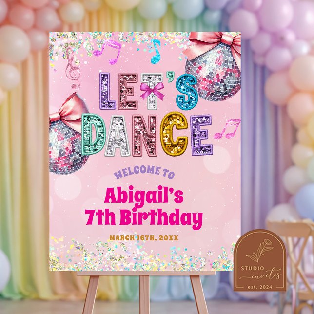 Glitter Sequins Dance Birthday Party Welcome Sign Poster (Skapare uppladdad)