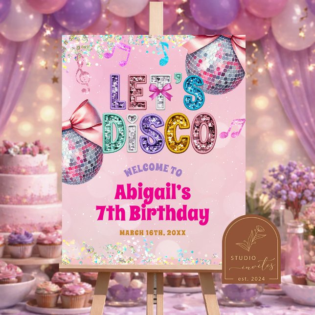 Glitter Sequins Disco Birthday Party Welcome Sign Poster (Skapare uppladdad)