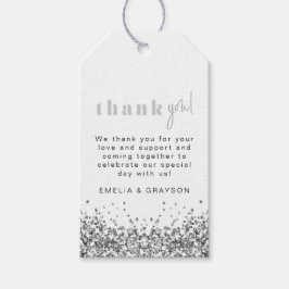 GLITTER Sequins Tack Gift Märkre Silver Presentetikett