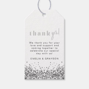 GLITTER Sequins Tack Gift Märkre Silver Presentetikett