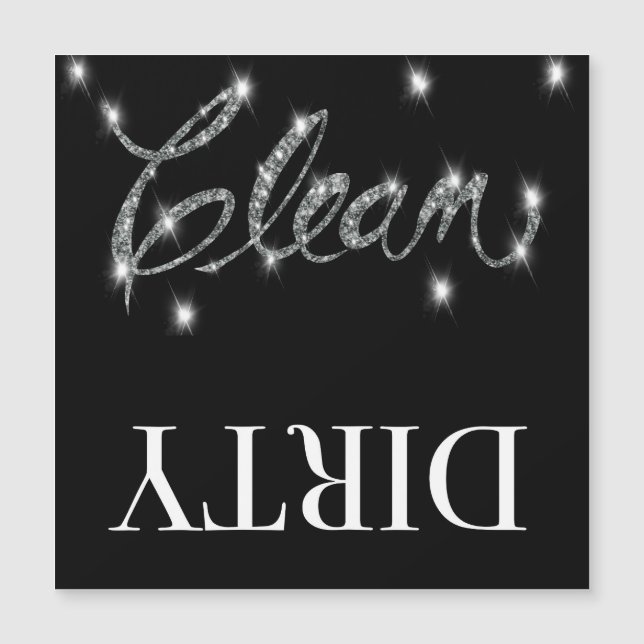 Glitter ser ren, smutsig diskmaskin Magnet (Framsida)