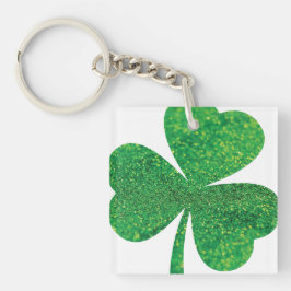 Glitter Shamrock Acrylic Keychain - St. Patrick's