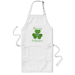 Glitter Shamrock and Flower Apron Långt Förkläde