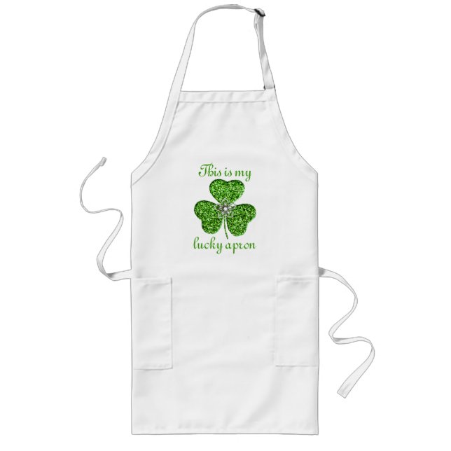 Glitter Shamrock and Flower Apron Långt Förkläde (Framsidan)