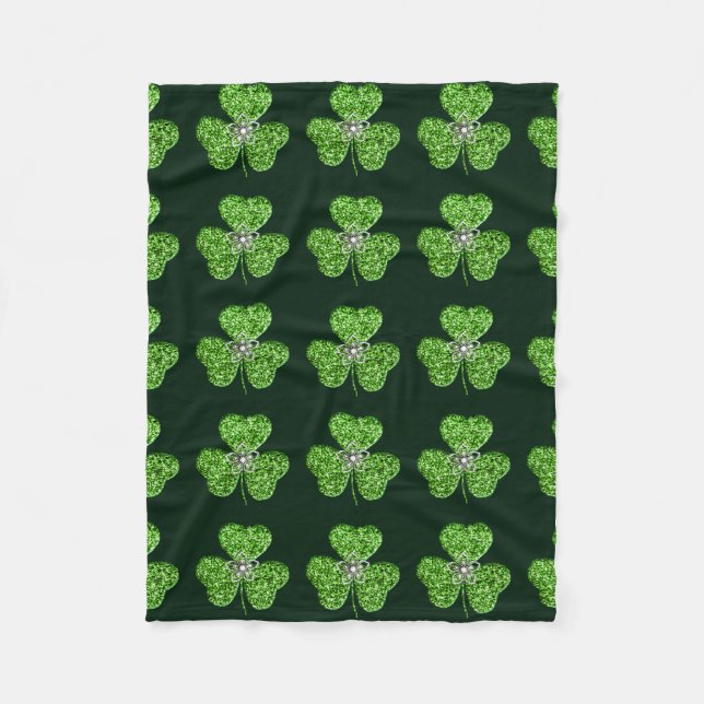Glitter Shamrock and Flower Fleece Blanket (Framsidan)