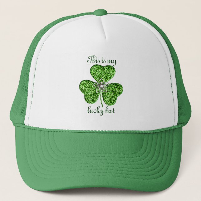 Glitter Shamrock and Flower Hat Truckerkeps (Framsida)