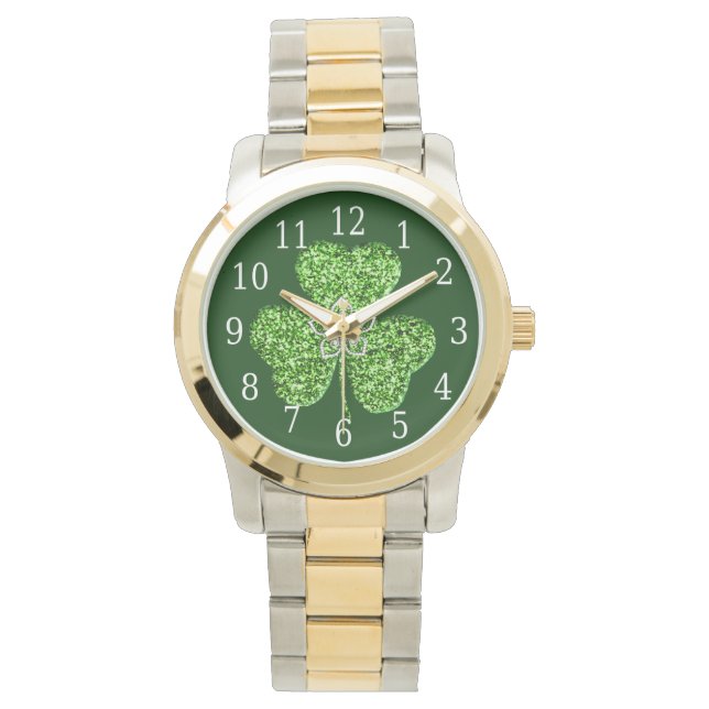 Glitter Shamrock and Flower Watch Armbandsur (Framsida)