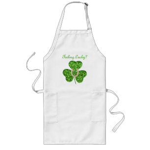 Glitter Shamrock and Horseshoe Apron Långt Förkläde