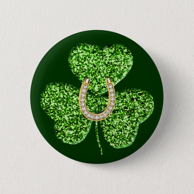 Glitter Shamrock and Horseshoe Button Knapp (Framsida)