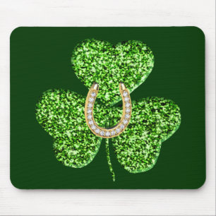 Glitter Shamrock and Horseshoe Mouse Pad Musmatta