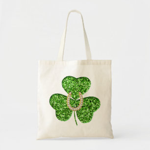Glitter Shamrock and Horseshoe Tote Bag Tygkasse