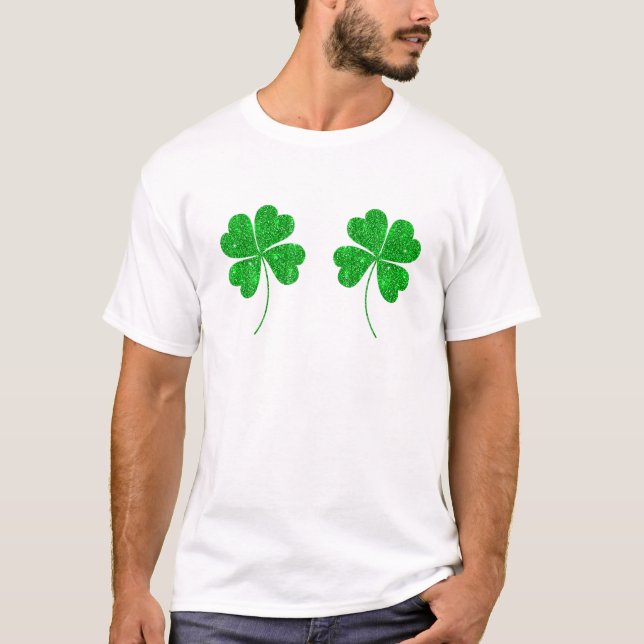 Glitter Shamrock Bikini Funny Vuxen St Patricks Da T Shirt (Framsida)