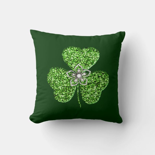 Glitter Shamrock och Flower Dekorativ kudde (Framsida)