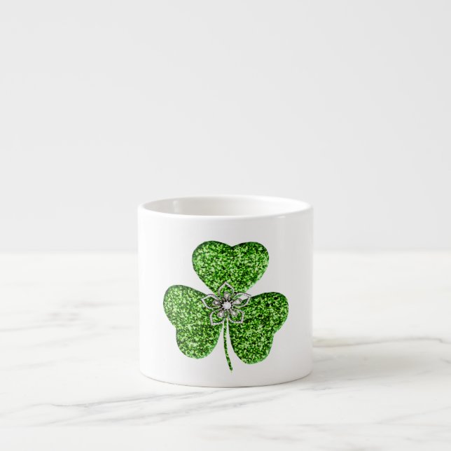 Glitter Shamrock och Flower Espresso Mugg Espressomugg (Framsidan)