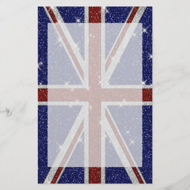 Glitter Shiny Gnistra Union Jack Flagga Brevpapper (Framsida)