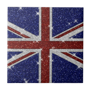 Glitter Shiny Gnistra Union Jack Flagga Kakelplatta