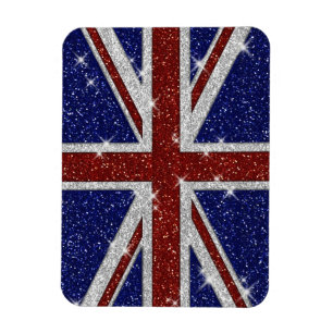 Glitter Shiny Gnistra Union Jack Flagga Magnet