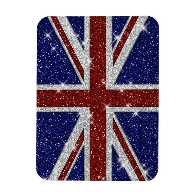 Glitter Shiny Gnistra Union Jack Flagga Magnet (Vertikal)
