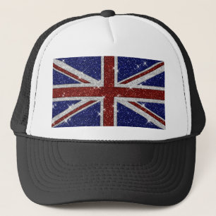 Glitter Shiny Gnistra Union Jack Flagga Truckerkeps