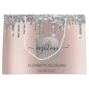 Glitter Silver Dropppar Rosa Guld 18-årsdag