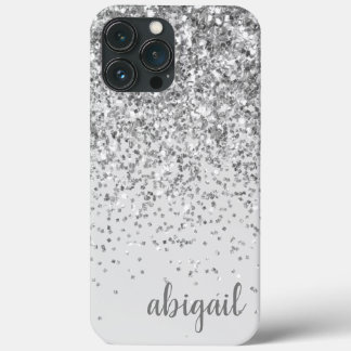 Glitter Silver Elegant Modern Monogram Namn
