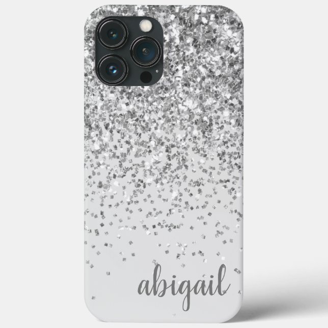 Glitter Silver Elegant Modern Monogramnamn (Baksida)