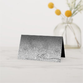 Glitter Silver Enkel Ren Script Bord Placeringskort