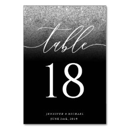 Glitter Silver Enkel Sittplan Modern Signatur Bordsnummer