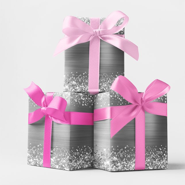 Glitter Silver Faux Foil Presentpapper (Glitter Silver Faux Foil Wrapping Paper)