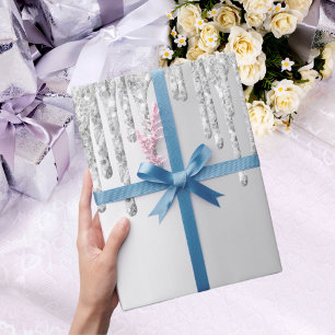 Glitter silver gnistra, Julafton Presentpapper