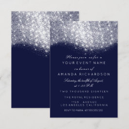 Glitter Silver Grå Vit Blå Marin Vit Elegant Inbjudningar