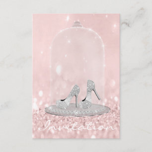 Glitter Silver Grått Rosa Diamond Shoes Glitter Inbjudningar