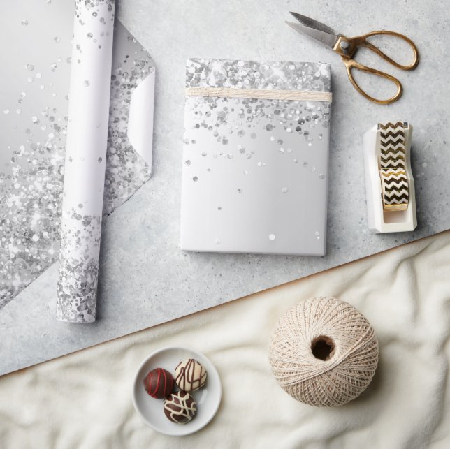 Glitter silver-konfektyren gnistra Jul Julafton Presentpapper (Hantverk)