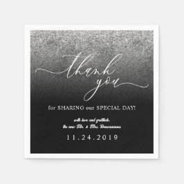 Glitter Silver - minimalistiskt decennium Bröllop Pappersservett