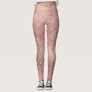 Glitter Silver-penselpunkter Rosa ros Guld Sparkly Leggings