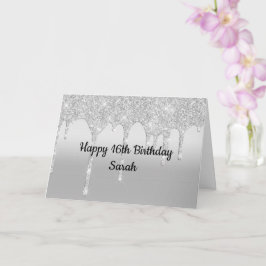 Glitter Silver Personlig födelsedag Kort