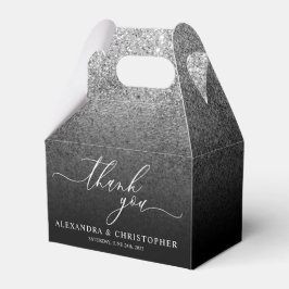 Glitter Silver SPARK Bröllop Kalligrafi Tack Presentaskar
