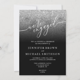 Glitter Silver SPARKle Signatur Förlovad Inbjudningar