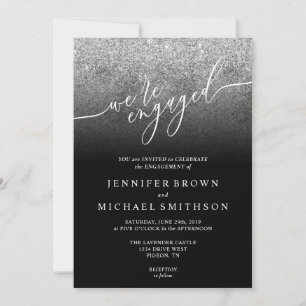 Glitter Silver SPARKle Signatur Förlovad Inbjudningar