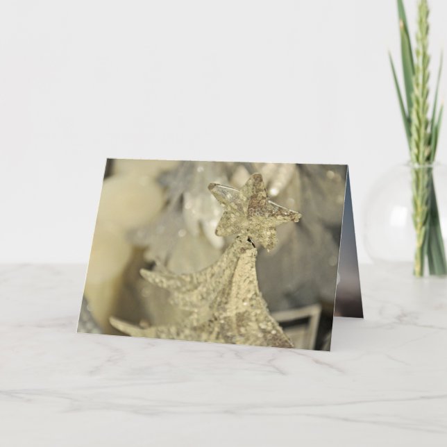 Glitter silver träd, prydnadsjul helgkort (Framsida)