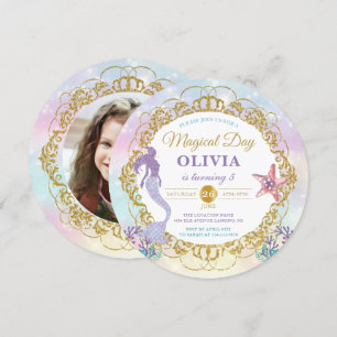 Glitter Sjöjungfru under Havsdagfoto Inbjudningar