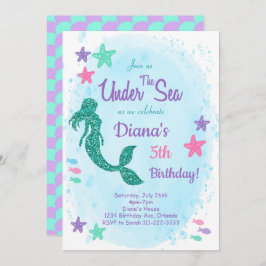 Glitter Sjöjungfru under inbjudan till havets föde