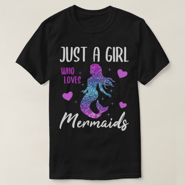 Glitter Sjöjungfru Women Girls Gift Hearts 1 T Shirt (Design framsida)