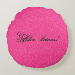 Glitter-skadlig, Rosa-Black Round Dekorativ kudde