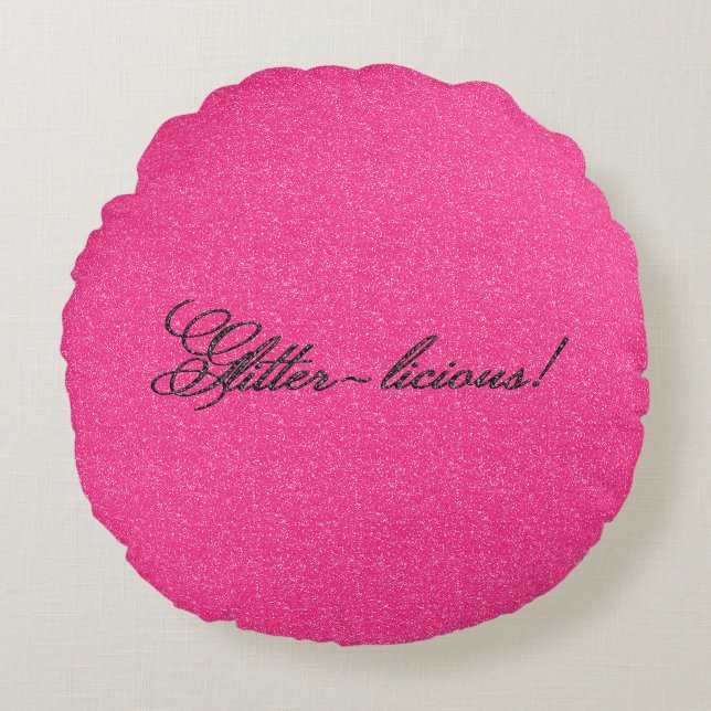 Glitter-skadlig, Rosa-Black Round Dekorativ kudde (Framsidan)