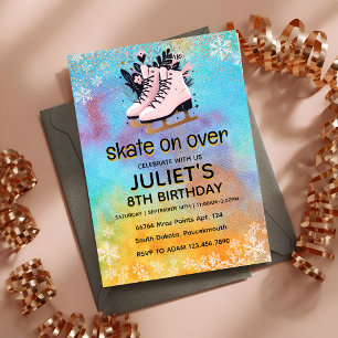glitter skridskor party 8:e födelsedag inbjudningar